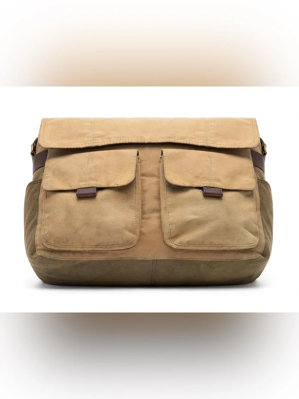 FOSSIL VINTAGE CANVAS MESSENGER BAG KHAKI UTILITY CROSSBODY FIELD BAG UNISEX
